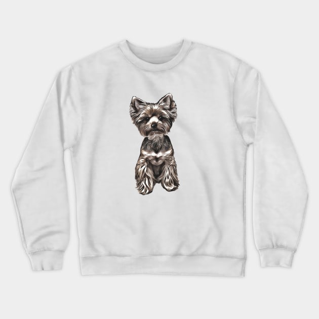 Cute Yorkie Yorkshire Terrier Illustration Crewneck Sweatshirt by AdrianaHolmesArt